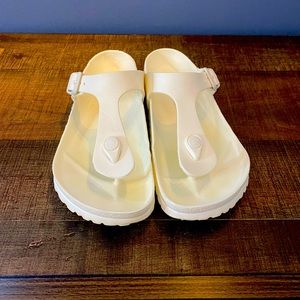Birkenstock white thong sandals (flip flops)